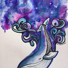 Mi Proyecto del curso: Técnicas modernas de Acuarela:BALLENA. Projekt z dziedziny  Sztuki piękne, Trad, c i jna ilustracja użytkownika Mónica ALBA ALTUZAR - 19.09.2017
