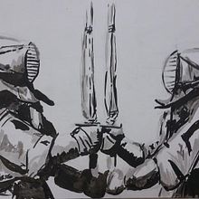 Kendo style Ukio-e. Fine Arts, and Traditional illustration project by Xavier Garí Aragón - 11.10.2015