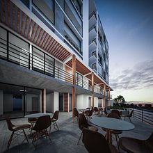 Edificio multifamiliar Kisentro Sur. Arquitetura, Design, e Pós-produção fotográfica projeto de Cesar Arroyo Noboa - 01.02.2016