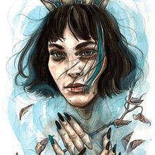 Reina de un mar de lágrimas. Un projet de Beaux Arts et Illustration traditionnelle de Vanesa Izquierdo Ruiz - 08.11.2017