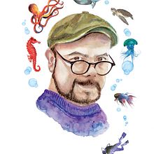 El buceo y la ilustración en acuarela. Mis dos grandes pasiones unidas en este autorretrato.. Projekt z dziedziny Trad, c i jna ilustracja użytkownika Arturo Monroy - 13.11.2017