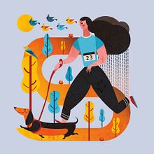 Ilustración - Canicross Gorraiz 2017. Un proyecto de Diseño, Diseño de personajes, Diseño gráfico, Ilustración tradicional e Ilustración vectorial de Concepción Domingo Ragel - 14.11.2017