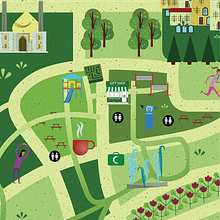 AL BIDDA PARK- MAP. Graphic Design, Traditional illustration, and Vector Illustration project by Cristina J. Granados - 11.17.2017