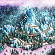 Frozen's Sleigh Runaway Adventure. Arquitetura, Direção de arte, Design de cenários, e Paisagismo projeto de David Pizarro - 17.11.2016