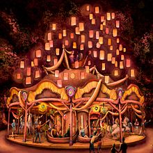 Tangled's Lanterns Festival Carousel. . Arquitetura, Direção de arte, Design de interiores, e Design de cenários projeto de David Pizarro - 14.12.2016