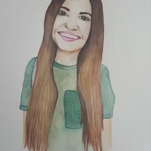 Retrato Carolina García (Cantante) en acuarela y lápices de colores. Traditional illustration project by lucia_llorente - 11.20.2017