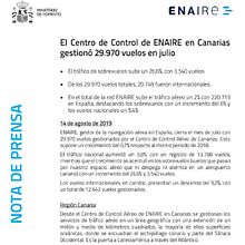 El Centro de Control de ENAIRE en Canarias gestionó 29.970 vuelos en julio. Communication project by Samy Ataoui González - 08.14.2019