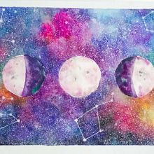 Fases de la luna. Fine Arts, Traditional illustration, and Painting project by Carolina Galeazzi - 11.02.2017
