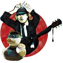 Angus Young. AC/DC.. Traditional illustration, and Photo Retouching project by Ralf Wandschneider - 11.30.2017
