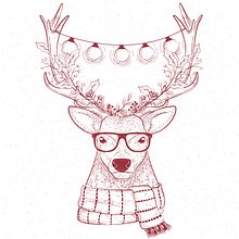 Ciervo navideño. Traditional illustration, and Vector Illustration project by Ana Sansó - 12.02.2017