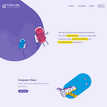 CraterLabs: Design illustrated web site for a new AI/ML Studio.. Een project van Webdesign y Traditionele illustratie van Six Design - 04.12.2017