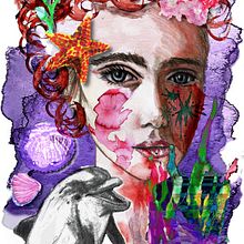 "Mujer - mar". Traditional illustration project by Pedro Villarrubia - 12.05.2017