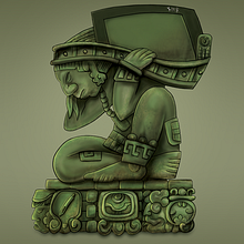 Ancient Maya Mocaw holding a Cintiq 27QHD. Un projet de Illustration traditionnelle, Conception de personnages , et Retouche photographique de Carlos Arriaga - 17.12.2017