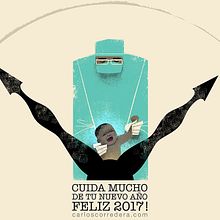 Postal felicitación año nuevo. 2017.. Graphic Design, and Traditional illustration project by Carlos Corredera - 12.27.2017