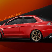Poster Mitsubishi Lancer Evo. Un progetto di Design di automobili e Illustrazione tradizionale di Alexandru Florentin Zaharia - 14.09.2015
