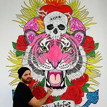 Mural para The folio Club . Un progetto di Street Art, Belle arti e Illustrazione tradizionale di Javier Navarro Romero - 04.01.2018