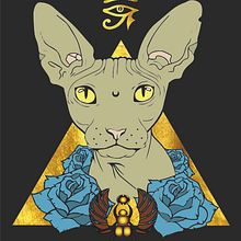 Ilustracion digital Nefertiti-Sphynx Cat. Een project van Vectorillustratie van Cristina Rodríguez Gómez - 10.01.2018