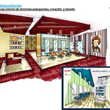 Diseño Interior de Peluquerías: planta, alzado, perspectivas; y tarjetas de diseño para clientes. Interior Architecture, Fine Arts, Design, Interior Design, and Graphic Design project by Cristii Vs - 01.11.2018