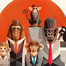 Monkeys. Traditional illustration, and Vector Illustration project by Ricardo Polo López - 01.15.2018