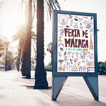 Propuesta cartel Feria de Málaga 2017. Graphic Design, and Traditional illustration project by Marina Malmar - 08.10.2017