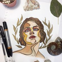 Mi Proyecto del curso: Retrato ilustrado en acuarela art nouveau . Traditional illustration project by Mar Guido - 01.19.2018