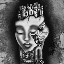 Omitiendo la mente tras las grietas del exterior. Fine Arts, and Traditional illustration project by La gata Sobre el tejado - 01.23.2018