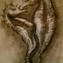 Caballitos de amar. Fine Arts, and Traditional illustration project by La gata Sobre el tejado - 01.23.2018