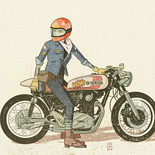 Motor Girl. Traditional illustration project by KIKE J. DÍAZ - 01.29.2018