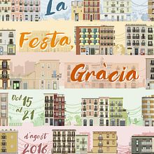 Cartel Festes de Gràcia 2016 (propuesta finalista). Un proyecto de Bellas Artes, Diseño gráfico e Ilustración tradicional de Marr - 01.06.2016