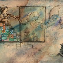Duduk Café. Ilustración para cuento infantil.. Artes plásticas, Design de personagens, Design editorial, Educação, Ilustração tradicional, e Pintura projeto de Henar Jiménez - 05.02.2018