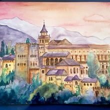 Alhambra-en-Primavera. Artes plásticas, Ilustração tradicional, e Pintura projeto de Henar Jiménez - 05.02.2018