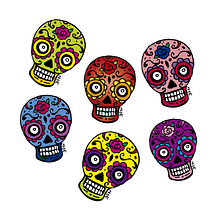 Mexican Skulls. Traditional illustration project by Noe Tihista - 02.07.2018