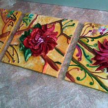 Cuadro: flores en relieve. Un progetto di Street Art, Artigianato, Belle arti, Design e Pittura di Cristii Vs - 10.02.2018