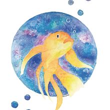 Mi Proyecto del curso: pezgalaxia. Traditional illustration project by Sara Loaiza - 02.13.2018