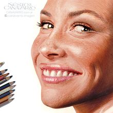 Evangelline Lilly en Lápices de Colores. Traditional illustration, Pencil Drawing, Portrait Drawing, Drawing, Colored Pencil Drawing, Artistic Drawing, Realistic Drawing, Figure Drawing, and Fine Arts project by Néstor Canavarro - 02.08.2018