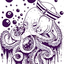 Bubble ink on the sea . Ilustrasi tradisional proyek oleh Oscar Muñoz - 02.14.2018