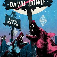 Diamond Dogs: Cartel homenaje David Bowie. Een project van  Ontwerp y Traditionele illustratie van Oscar Giménez - 16.02.2018