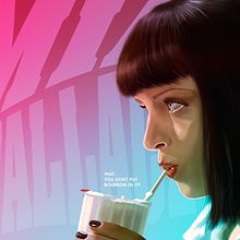 Ilustración Mia Wallace. Design, Traditional illustration, Vector Illustration, Street Art, Fine Arts, Calligraph, Film, Film, Video, TV, Art Direction, Graphic Design, Lettering, Painting, T, and pograph project by Beatriz g.m - 02.18.2018