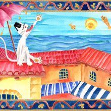 gato en el tejado- canción popular. Un proyecto de Ilustración tradicional de daniela lewin - 21.02.2018