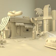Cartoon Gas Station. Un proyecto de 3D de Andrea Durá - 29.09.2017