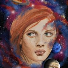 la belleza de los astros: Retrato ilustrado en acuarela. Fine Arts project by victor Rodriguez Medina - 12.16.2018