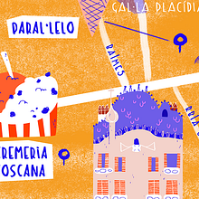 Mapa de Barcelona. Design, and Traditional illustration project by Cris Tamay - 02.15.2018