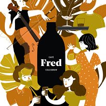 Cartel Café Fred . Un proyecto de Diseño, Ilustración tradicional, Ilustración vectorial y Publicidad de Marta Jiménez - 16.03.2018