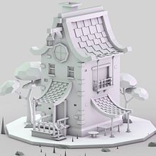 Low Poly Architecture. Projekt z dziedziny 3D, Trad, c i jna ilustracja użytkownika Erik Gonzalez - 26.03.2018