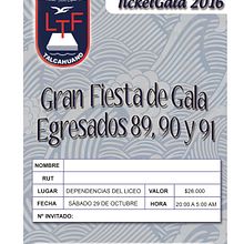 ticket fiesta de gala 2016 . Liceo A21 Talcahuano.. Un proyecto de Diseño gráfico de Constanza Camila Constanzo Vásquez - 06.04.2018
