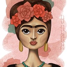 Frida. Ilustração tradicional projeto de Isabel Orozco del Corral - 13.08.2017