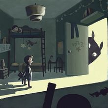 Scared monster and happy kid. Un proyecto de Ilustración tradicional de Evelt Yanait - 02.01.2018