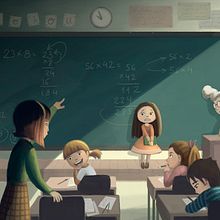 Kids at school. Un proyecto de Ilustración tradicional de Evelt Yanait - 02.04.2018