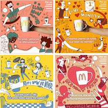 Ilustraciones para McDonald's y su campaña de "Café gratis los Lunes". Un projet de Illustration traditionnelle et Illustration vectorielle de Juanma García Escobar - 20.04.2018