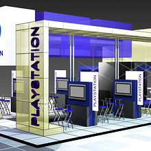 stand Feria SIMO - PLAYSTATION. Un proyecto de 3D, Arquitectura interior, Bellas Artes, Diseño, Diseño de interiores, Ilustración digital e Ilustración vectorial de Cristii Vs - 25.04.2018